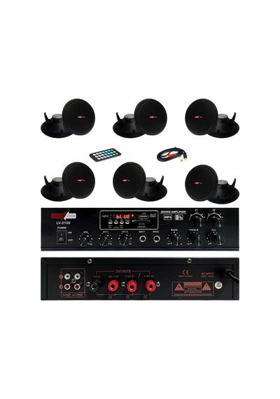 Lastvoice Black Small-6 Tavan Hoparlör ve Anfi Ses Sistemi Paketi