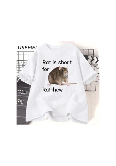 Tarzsokak Sıçan Kısa Ratthew Meme T-shirt Adam Komik Pamuk Kısa Kollu Teeunisex Yuvarlak Boyun 2929 Beyaz