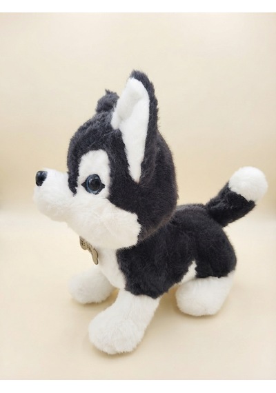 Peluş Kurt Köpeği-35 Cm Gri-beyaz