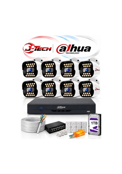 Dahua J-tech D1073 5mp 8'li Akıllı Sesli Ip Kamera Seti 1tb Renkli Gece Yüz Araç Hareket Algılama