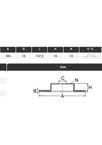 YAVUZSAN 13342 Fren Diski Arka Transit V347 06- Önden Ve Arkadan Çekıslı 280×16×107,5 1 Bijon