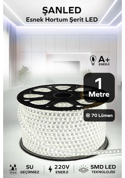 Hortum Esnek 220v Şerit Led Beyaz 1 Metre 1 M