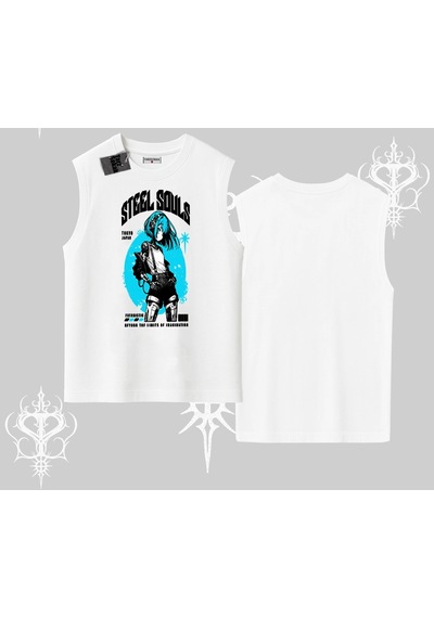 Startmore Startmore Kolsuz Tshirt Anime Cyberpunk Kız Baskılı Beyaz