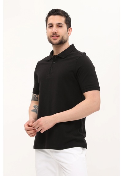 Uniprom Polo Yaka Tişört %100 Pamuk Siyah Erkek Siyah