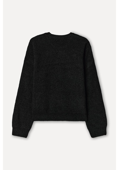 Mudo Kadın Kadın Siyah Loose Fit Bisiklet Yaka Kazak 1271719