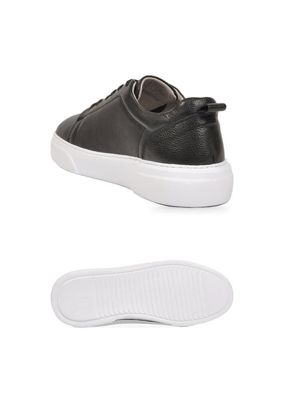 Ayakmod Siyah-beyaz Hakiki Deri Bağcıklı Kalın Rahat Tabanlı Erkek Casual Ayakkabı Sneaker 272303 SİYAH-BEYAZ