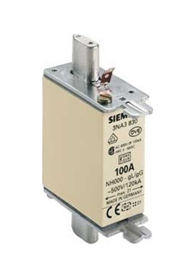 Siemens 3Na3830 Steatit Seramik Gövdeli Nh Bıçaklı Sigorta Buşonu 100A Boy 000 Genişlik 21Mm
