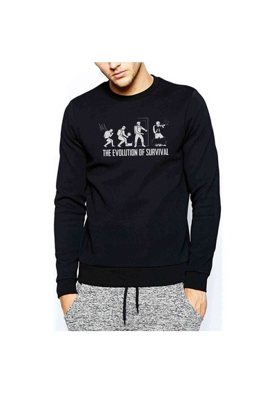 Pubg Pubg Evolıtıon Baskılı Siyah Erkek Örme Sweatshirt