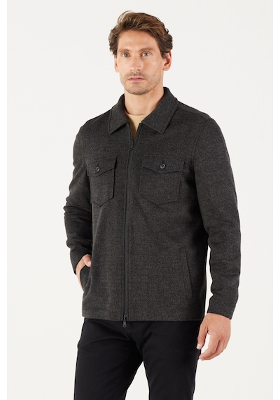 AC&Co / Altınyıldız Classics Erkek Siyah Comfort Fit Rahat Kesim Gömlek Yaka Desenli Kışlık Gömlek Ceket Siyah AC&Co / Altınyıldız Classics Erkek Siyah Comfort Fit Rahat Kesim Gömlek Yaka Desenli Kışlık Gömlek Ceket Siyah