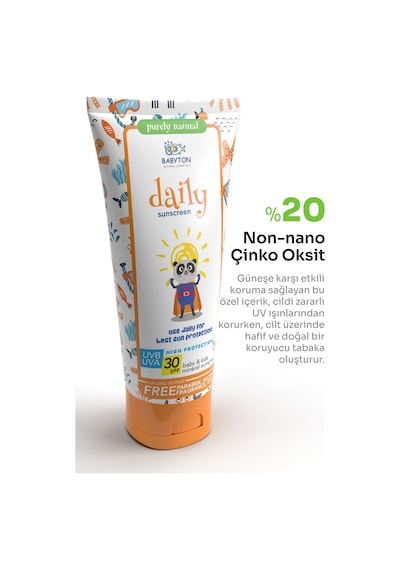 Babyton Bebek&Çocuk Doğal Güneş Kremi 30 SPF 100 ML