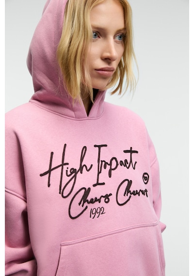Grımelange Kıkres Kadın Kapüşonlu Nakış Detaylı Oversize Koyu Pembe Sweatshirt Koyu Pembe