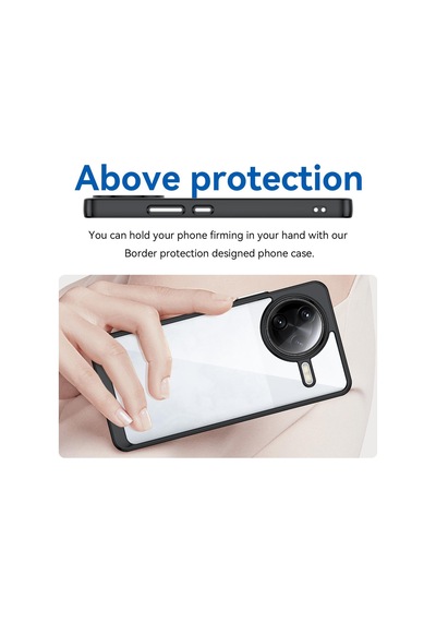 Caseonn Xiaomi Poco F7 Pro Kılıf Kamera Korumalı Darbe Emici Şeffaf Arka Kapak Siyah