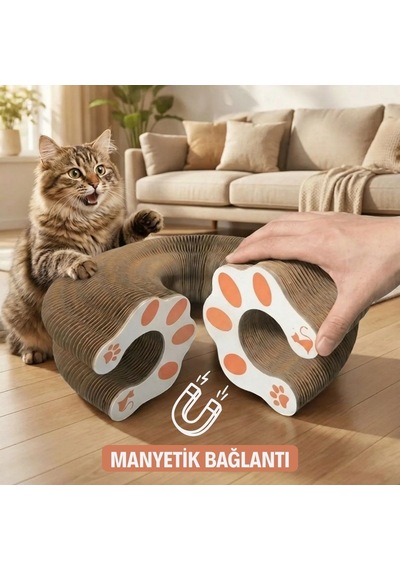 Akordiyon Karton Kedi Tırmalama Oyuncağı Mıknatıslı Katlanabilir Etkileşimli Kedi Oyuncağı,pençe Tahtası 5728