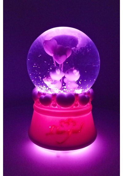 Romantik Love Bear Kar Küresi Müzikli Ve Işıklı 13cm