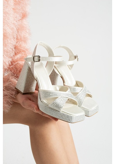 Dabab Shoes Lumera Kadın Taşlı 11cm Platform Topuklu Çapraz Bantlı Abiye Sandalet Ayakkabı Ekru Dabab Shoes Lumera Kadın Taşlı 11cm Platform Topuklu Çapraz Bantlı Abiye Sandalet Ayakkabı Ekru