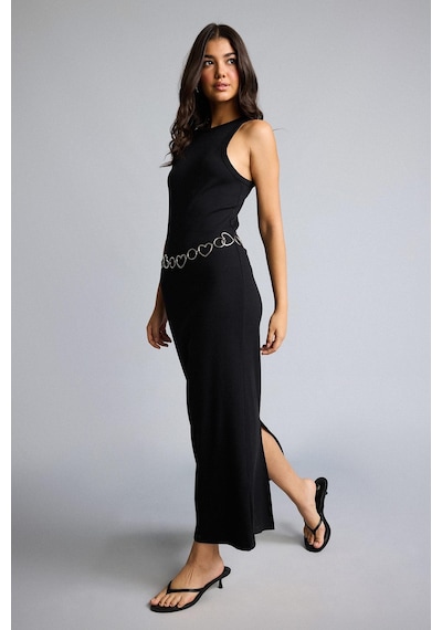 Defacto Bodycon Vücudu Saran Halter Yaka Ribana Kolsuz Siyah Maxi Elbise H7119ax26smbk81 Siyah-bk81