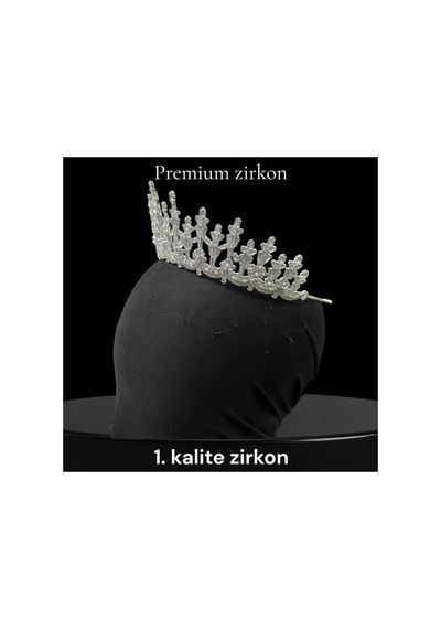 Royal Zircon Crown-premium Kalite Zirkon Taç, Özel Tasarım Gelin Aksesuarı Beyaz - 801943987 Beyaz