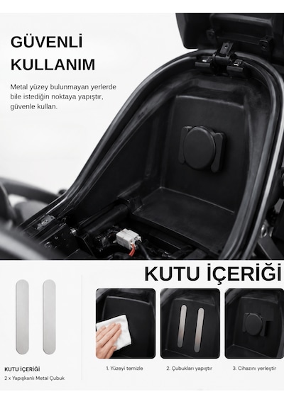 Gözcü Mobil Airtag Manyetik Koruma Kılıfı Çift Mıknatıslı Darbeye Dayanıklı Airtag  Kılıfı Uyumlu Motosiklet Araç Eşya Yapıştırılabilir Tutucu Aksesuar Siyah