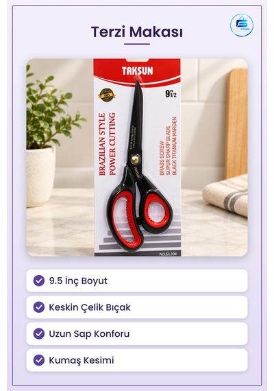 Makas Büyük Terzi 9.5" Keskin Çelik Kumaş Kesim Dikiş Hobi Terzil