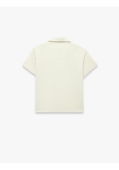 Koton Devrik Yaka Cepli Kısa Kollu Keten Oversize Gömlek Bej 6skb60168tw Ekru