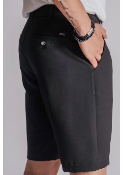 Braccas Erkek Yandan Cepli Klasik Bel Slim Fit Chino Şort Siyah Siyah