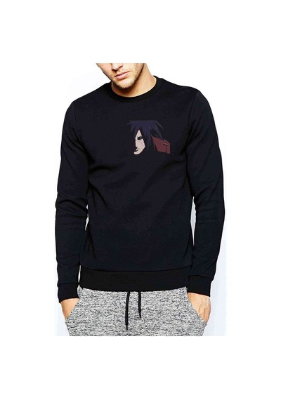 Madara Uchiha Baskılı Siyah Erkek Sweatshirt