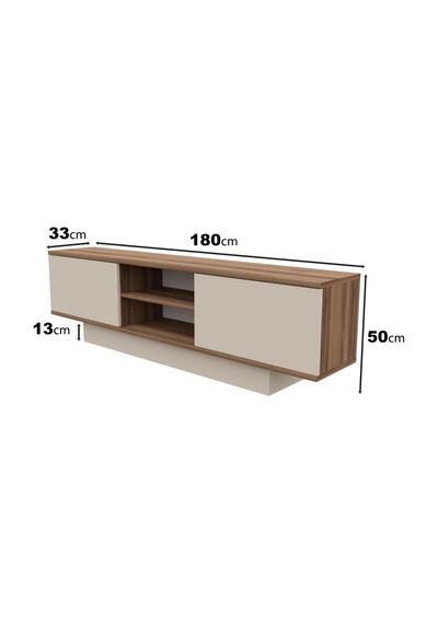 Verona Modern 2 Kapaklı Raflı Tv Ünitesi Tv Sehpası 180 Cm Ceviz-aytaşı
