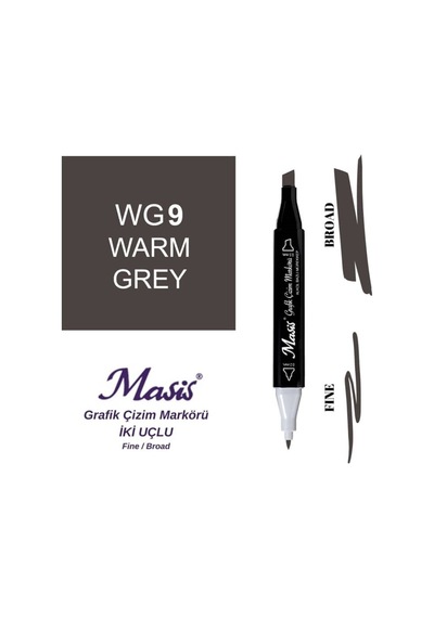 Çift Uçlu Marker Grafik Çizim Kalemi Wg9 Sıcak Gri