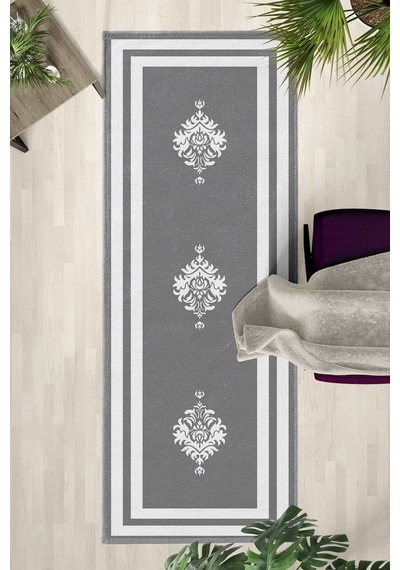 Yıkanabilir Yolluk 63 Beyaz - Gri