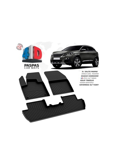 Peugeot 3008 Gt-line 4d Araca Özel Havuzlu Kauçuk Paspas 2016 Ve Üzeri