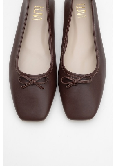 Luvishoes Luvi Shoes Sosa Kahverengi Cilt Hakiki Deri Küt Burunlu Fiyonklu Kadın Babet Ayakkabı Kahverengi