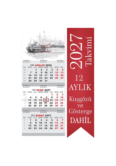 2027 Küçük Boy Gemici Takvimi Denizci Duvar Takvimi 27.5 x 65 CM