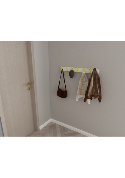 Hepsi3boyutlu Modern Duvar & Kapı Kanca Askılık - 7 Adet Sarı Kanca Askılık - Model No : 2 Sarı