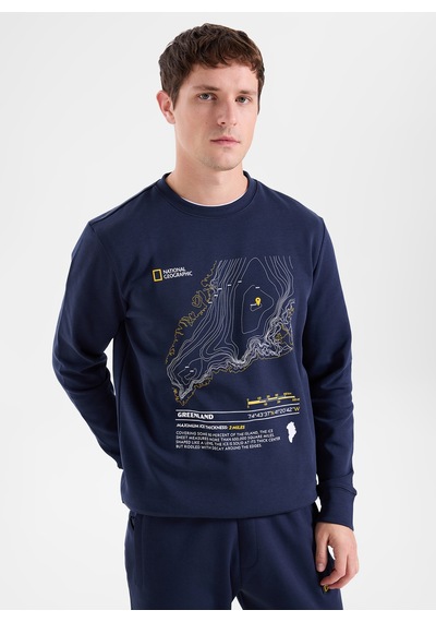 National Geographic Lacivert Erkek Relaxed Baskılı Sweatshirt N6wm-swt4094