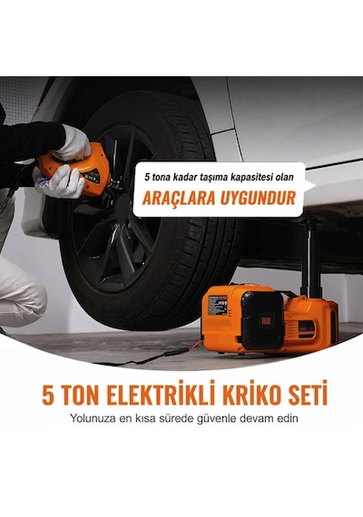 5 Ton Elektronik Kriko Bijon Tabancası Araba Kompresörü Full Set 5 Tona Kadar Kaldırma