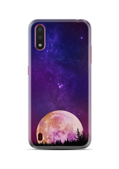 Samsung Galaxy Uyumlu A01 Kılıf Boutique Baskılı Resimli Mor Ay Pcode -025