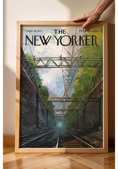 The New Yorker Çerçeveli Tablo September 18 1971 - Tren Rayları Tablosu