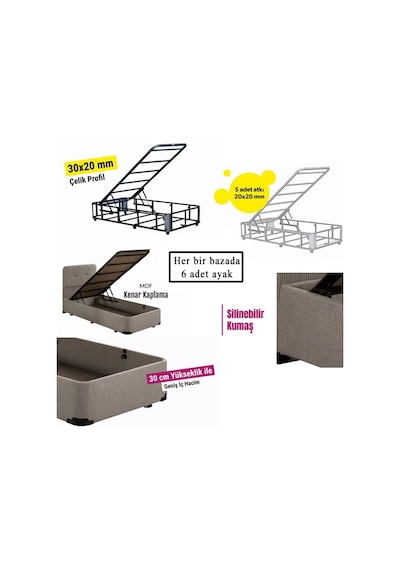 Nironyatak Luna Baza Başlık Yatak Seti - 80X180 Cm Tek Kişilik Ortopedik Set