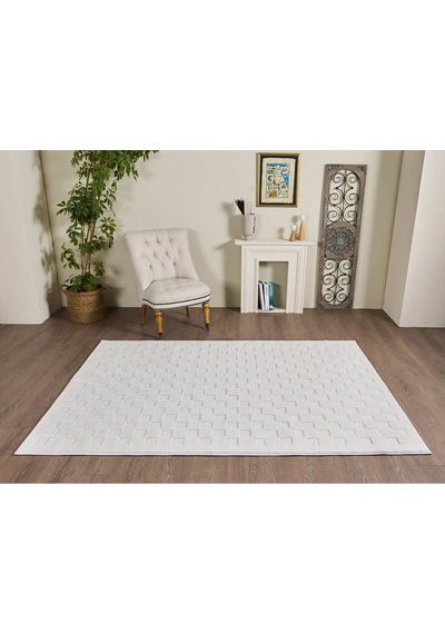 Mariesse Home Elit Bukleli Yumuşak Peluş Post Shaggy Çocuk Odası Oturma Odası Salon Mutfak Halısı 0772a Beyaz