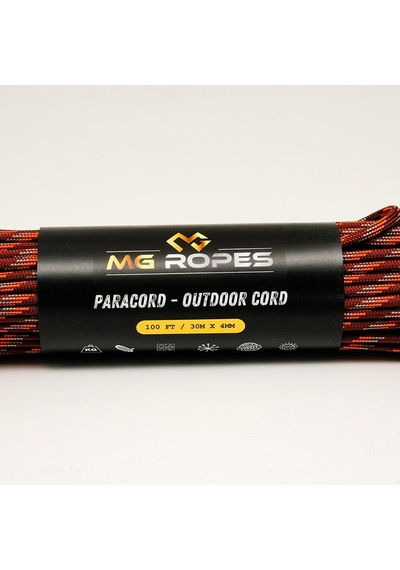 Mg Ropes Polyester Paracord İp 4 Mm Bordo Desen 30 Metre Bordo