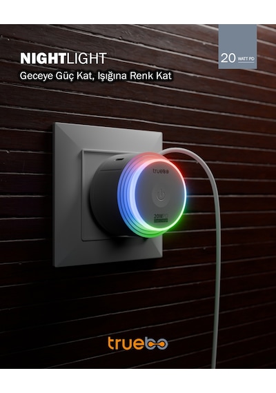 Truebo NightLight USB Type-C RGB Gece Lambası Adaptör