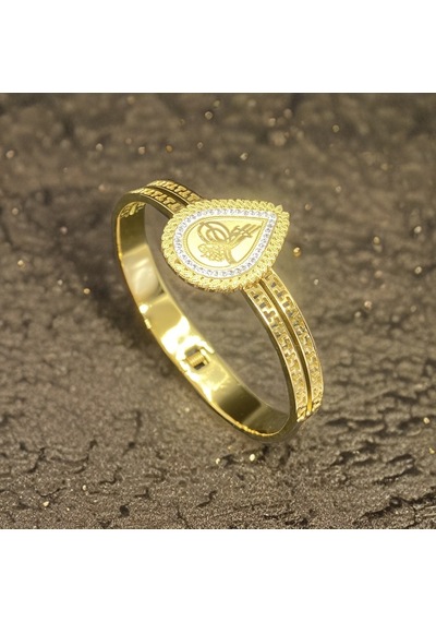 Geçmişin İhtişamı Yeniden Canlanıyor: Osmanlı Turalı Yaprak Model 1. Sınıf Çelik Kadın Bilekliği -9046346290416 Gold