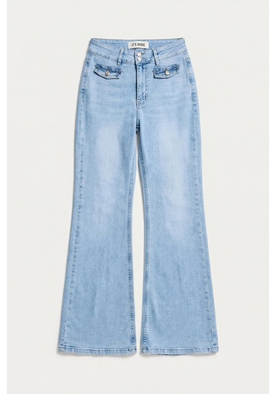it's basic Kadın Ice 4s6-3 Flare Fit High Waist Esnek Kumaş Denim Jean Buz Mavi