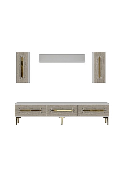 Tvr1804btg - Rany Tvr180 Ünitesi Takım Beyaz-traverten-gold 180cm Çok Renkli
