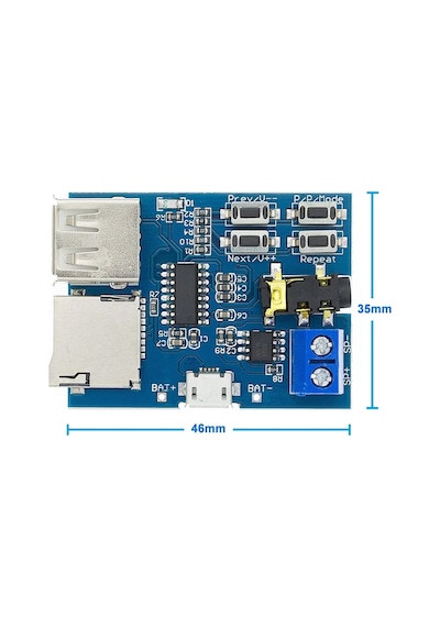 TFU MP3 Wav Ses Müzik Çalma Kartı 3W Amfi Micro SD Usb Flash Okuyucu 3.5mm Ses Soketi