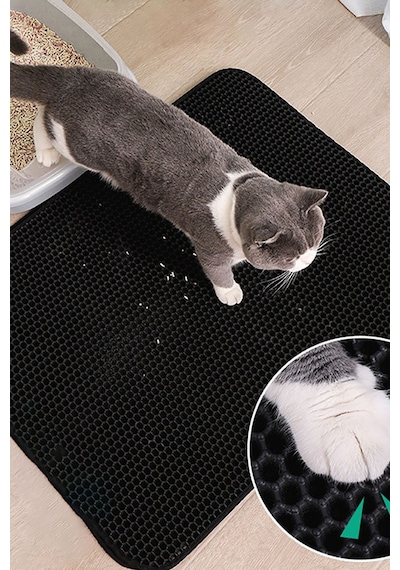Elekli Kedi Tuvalet Önü Paspası Kedi Kumu Paspası-gri Kedi Paspası Pati Temizleme 60x40 Büyük