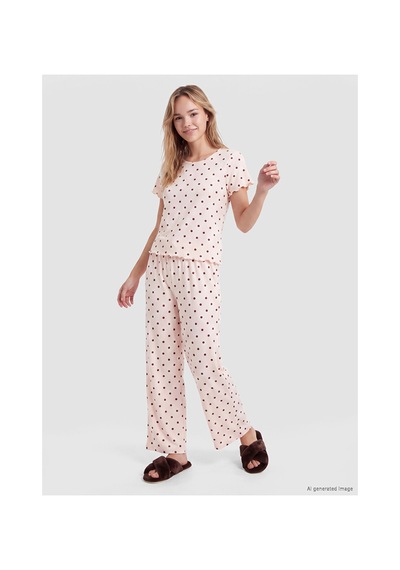 Lcw Dream Pembe Puantiyeli Kadın Pijama Takım