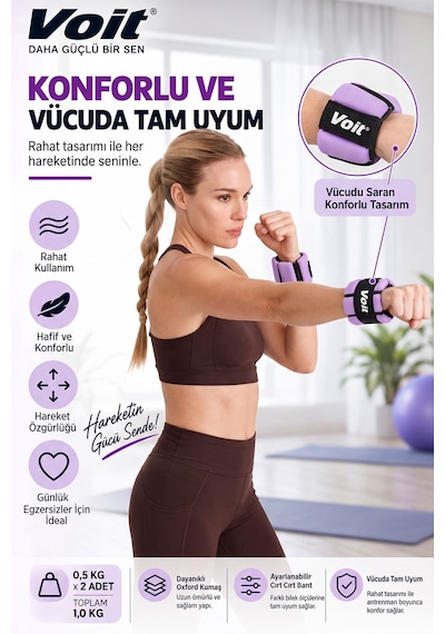 0.5 KG x 2 Adet Ayarlanabilir El ve Ayak Bilek Ağırlığı, Cırt Cırtlı Fitness ve Egzersiz Ağırlık Seti