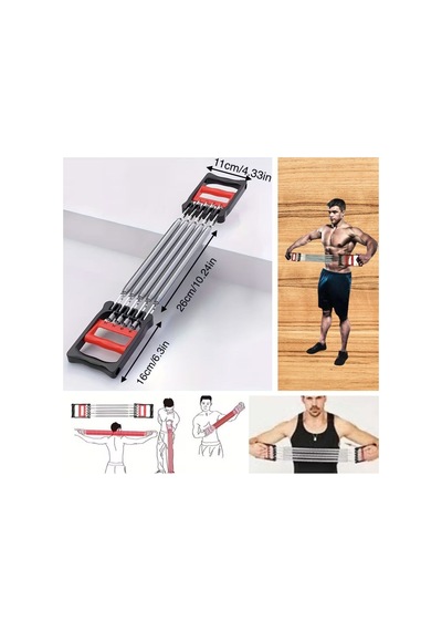 Göğüs Genişletme Ve Kuvvet Egzersiz Aleti 5 Yaylı 5 Kademeli Ayarlanabilir Fitness Ve Kuvvet Antre Çok Renkli