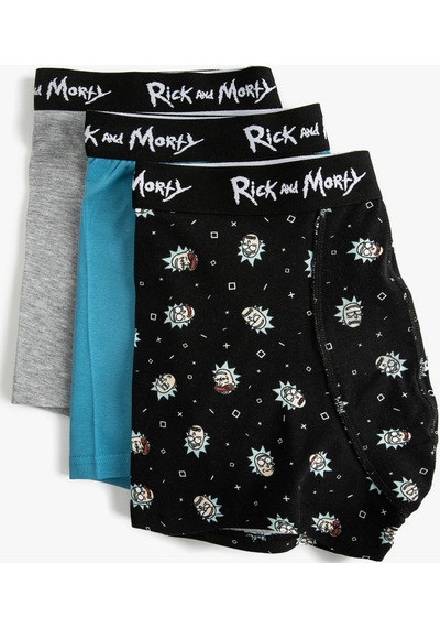 Koton Rick And Morty 3'Lü Boxer Seti Lisanslı Desenli Siyah Desenli 5Wlm90005Mk Siyah